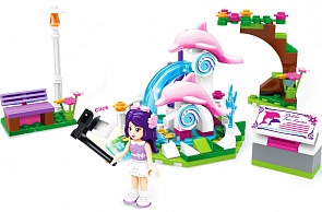 Конструктор - Фонтан с дельфином, с фигуркой и аксессуарами, 109 деталей (Enlighten Brick, BRICK2002 (48))